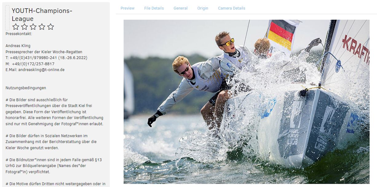 An image from the YOUTH Champions League made a digital asset in Kieler Woche's Fotoware DAM